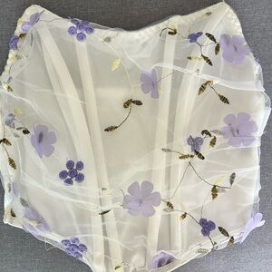 SHEIN BAE Women’s Strapless Embroidered Floral Blouse